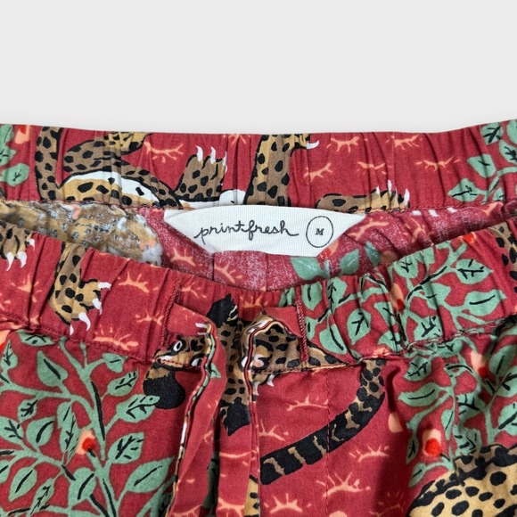 PrintFresh Cotton Pajama Short Set in Scarlet Bagheera Leopard Size Medium - Picture 9 of 13